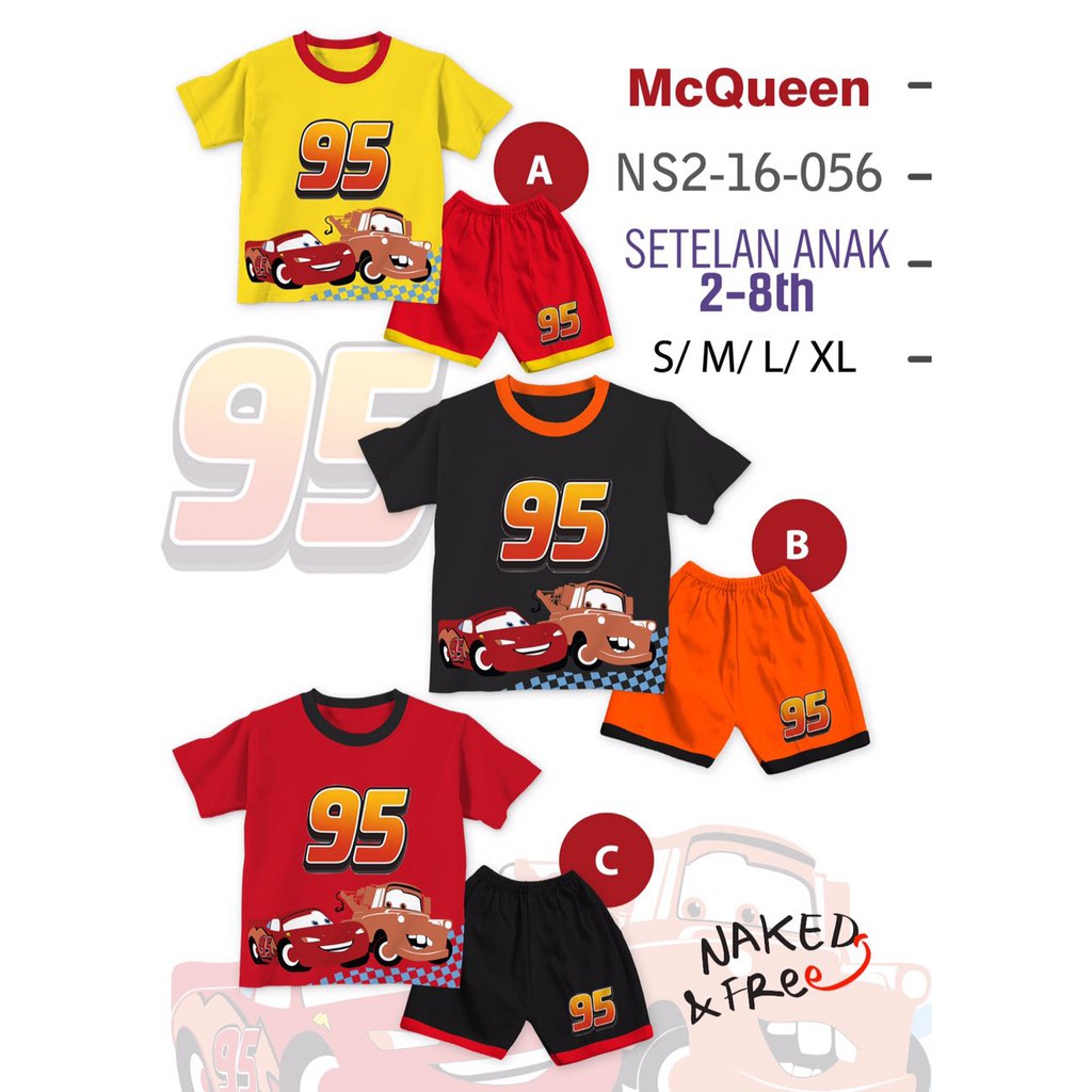 SETELAN ANAK LAKI LAKI KARAKTER CARS MCQUEEN