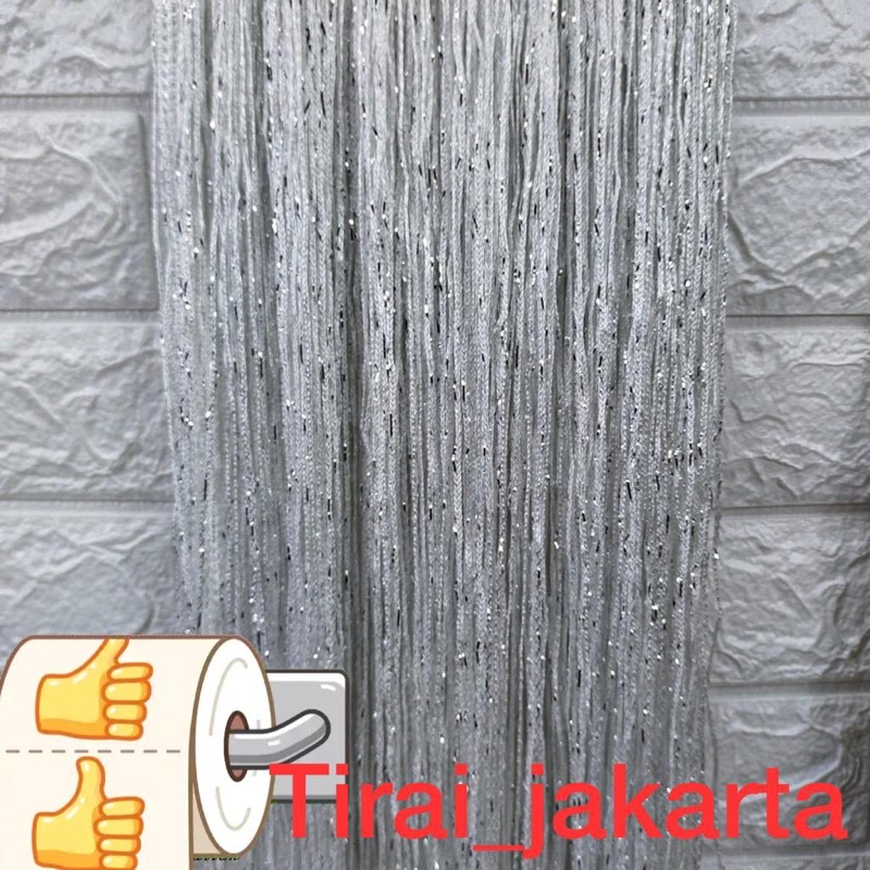 Tirai benang gliter 2x1m/ tirai benang putih hitam gold silver/tirai dekorasi/ tirai pintu/tirai