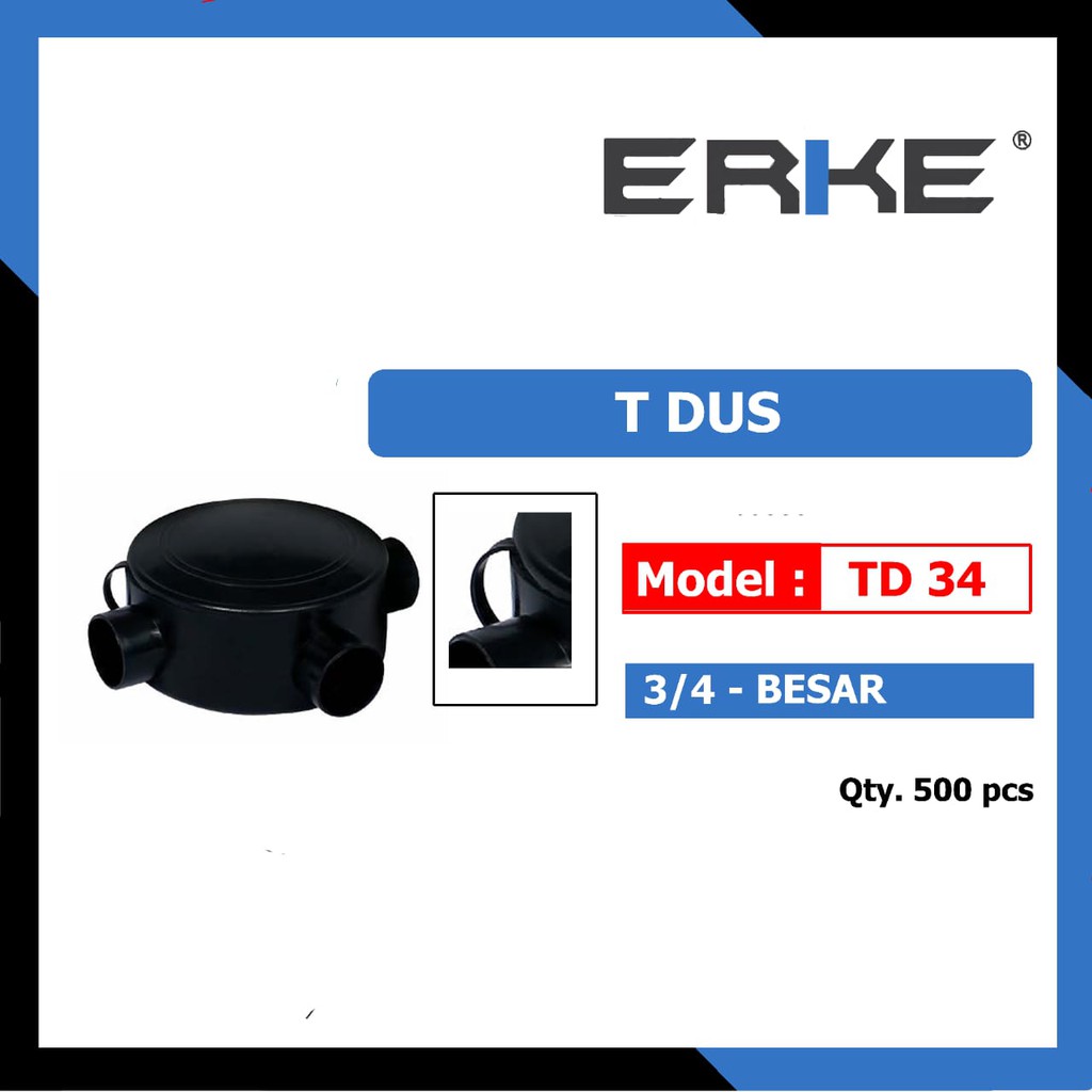 Erke TD-34 T Dus 3/4&quot; Besar Hitam + Tali / Tdus / Tdos/ T Dos