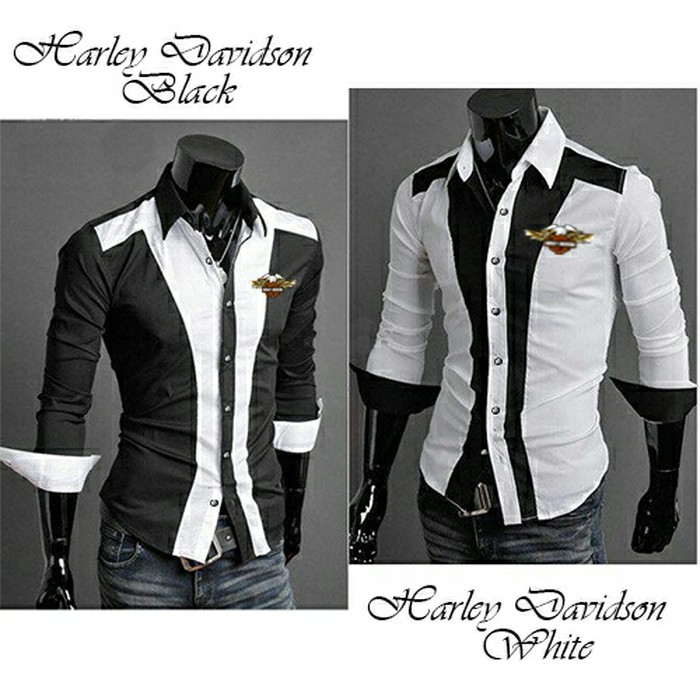 Kemeja pria casual harley davidson Atasan pria murah baju laki laki murah Kemeja Casual cowok mura