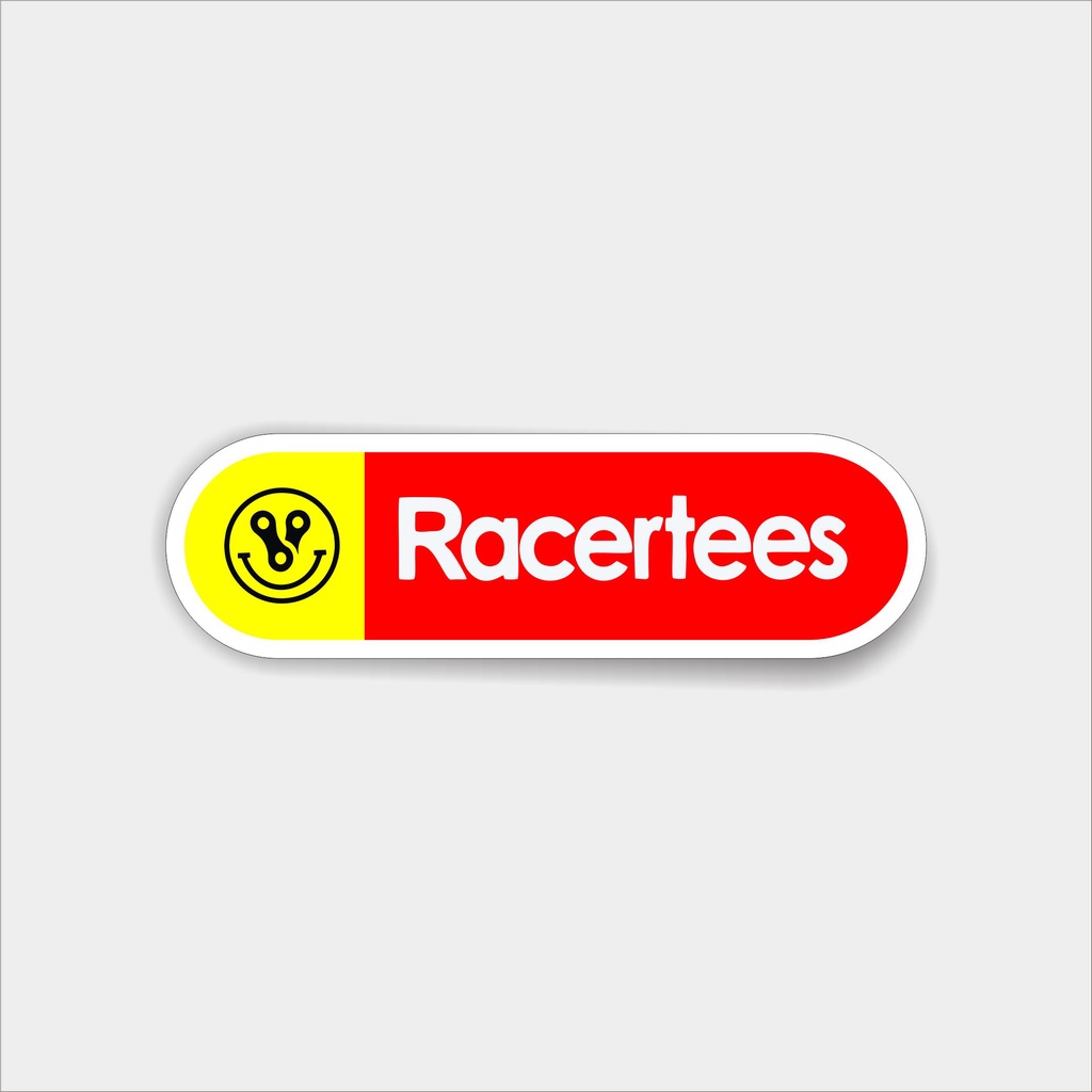 

Stiker brand stiker distro Racertees logo bahan graftac anti air
