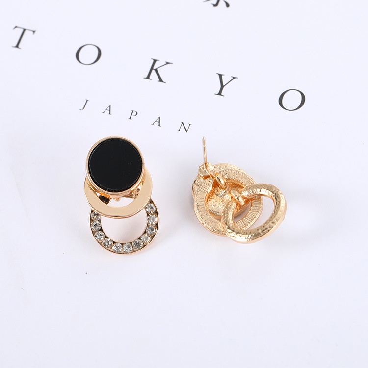 Sterling silver jarum stud anting-anting wanita hitam elegan Korea anting-anting 2019 baru trendi an