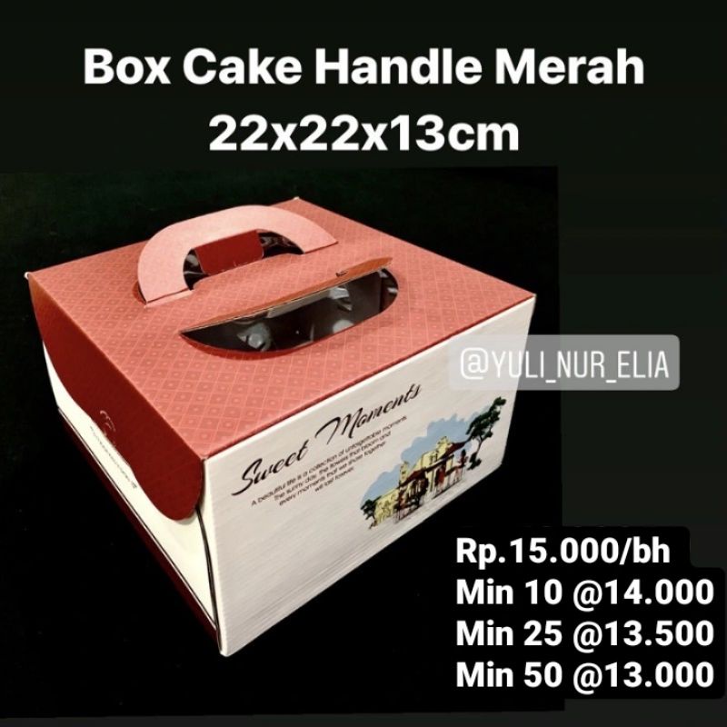 

Box Cake Handle Merah 22x22x13cm