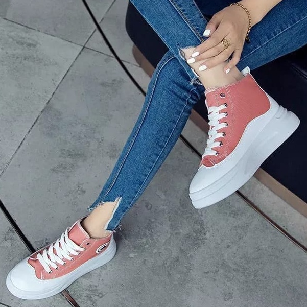 JURAGAN ONLEN - ALSTAR CONVRESE Boots Korean Style Sneakers IMMPORT Wanita Sepatu Semi Boot Bot Fashion Sneaker Tali Cantik Model Terbaru Paling Dicari Produk Lokal Kualitas Import-2