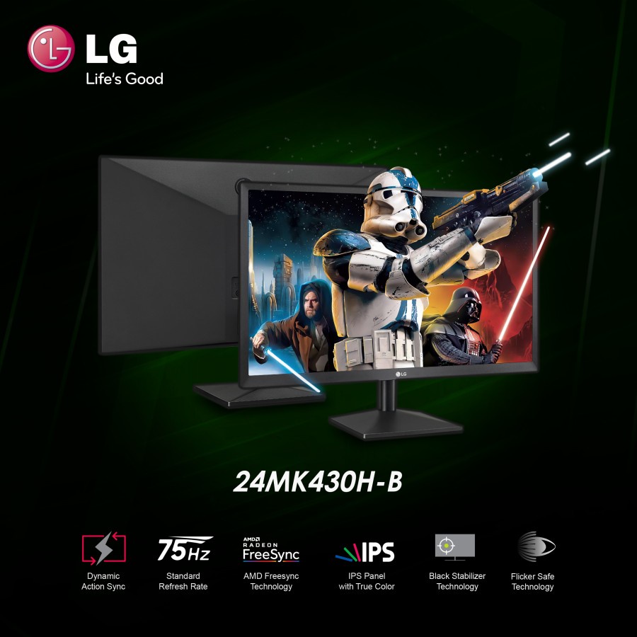 MONITOR LED LG 24" 24MK430H-B IPS DISPLAY FULL HD 75Hz AMD FreeSync