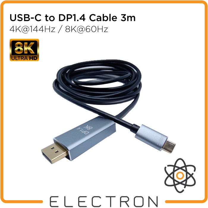 USB-C to DP1.4 Cable 3m DisplayPort 1.4 Thunderbolt 3 4K@144