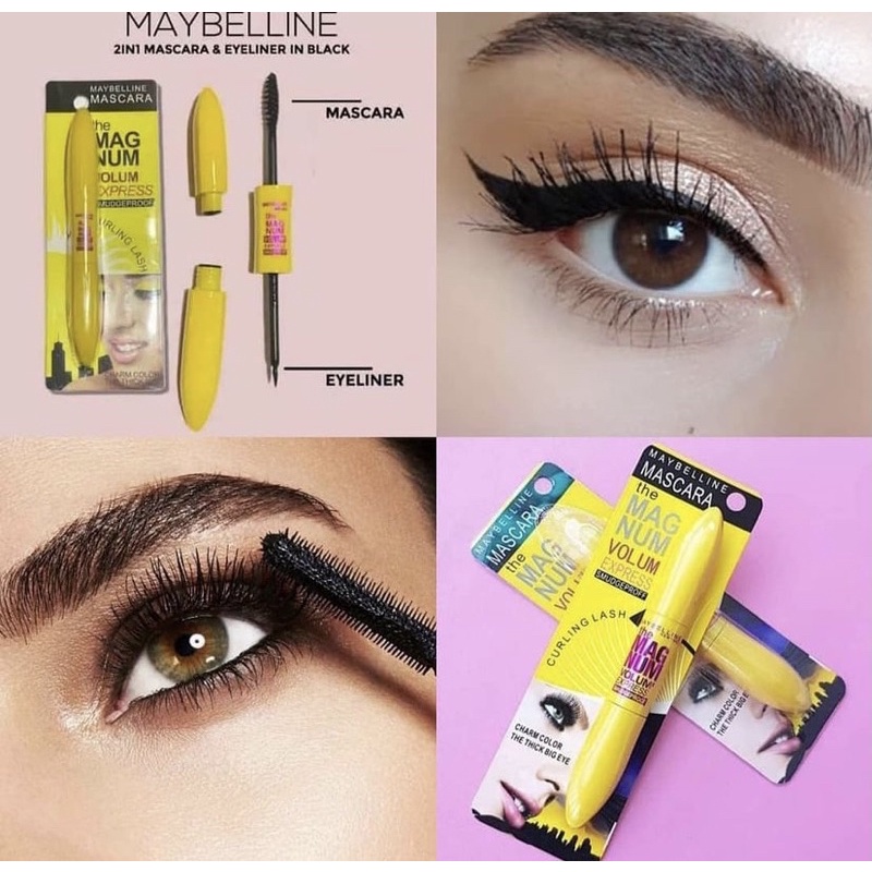 [Termurah] Mascara dan Eyeliner Maybelline / Revlon 2 in 1 waterproof