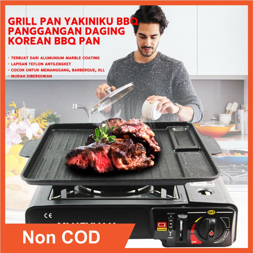 Grill Pan Anti Lengket / Grill Pan / Grill Pan Pemanggang / Grill Pan bbq / Yakiniku Korean Grill pan Barbeque Anti Lengket / Pemanggang Serbaguna Daging BBQ