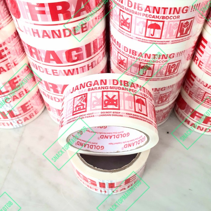 

PEREKAT-PENGIKAT- LAKBAN FRAGILE JANGAN DIBANTING MERAH/PUTIH 2INCH 50METER 2 BAHASA - CAMPUR