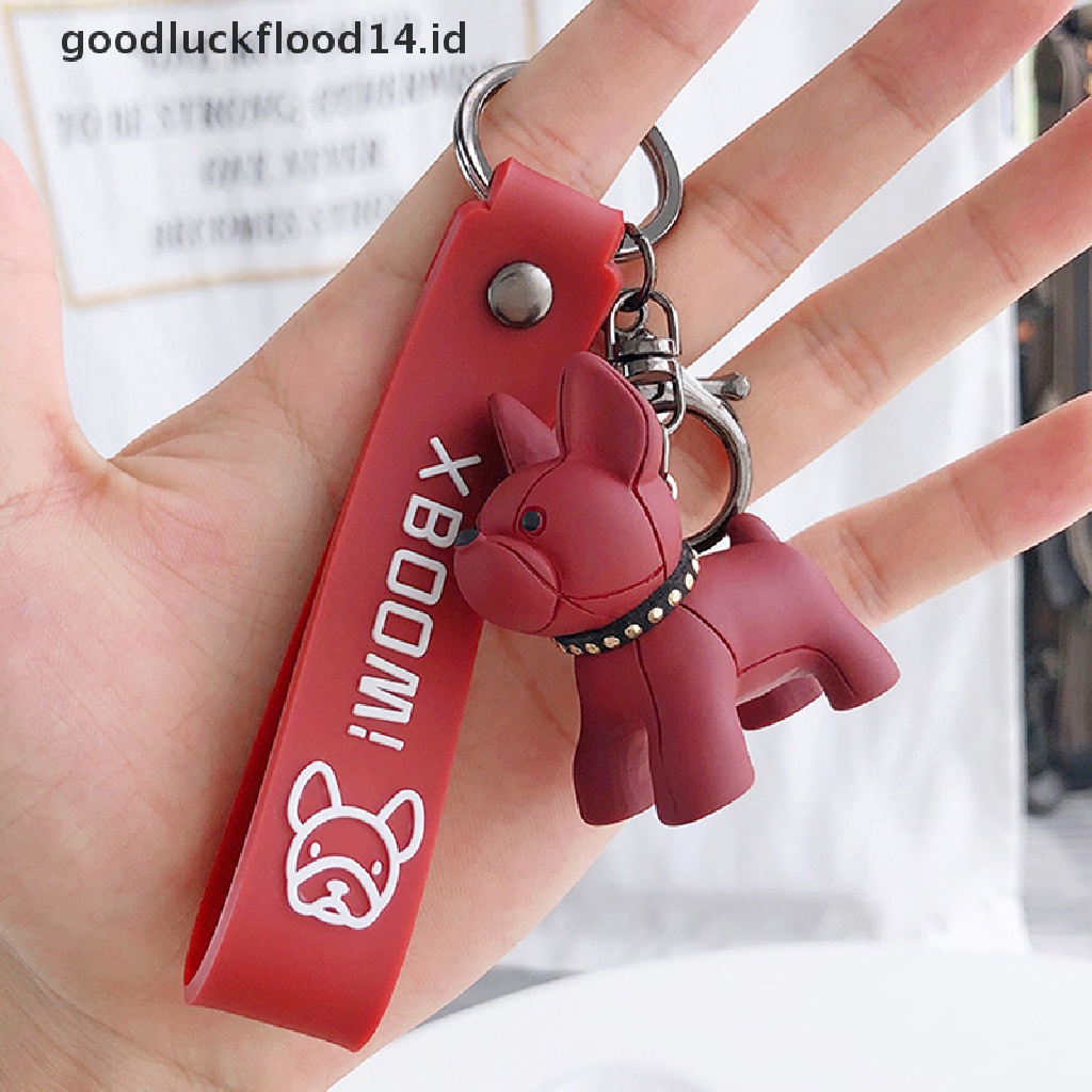 [OOID] Fashion French Punk Bulldog Keychain Leather Dog Keychains For Women/Men's Bag ID