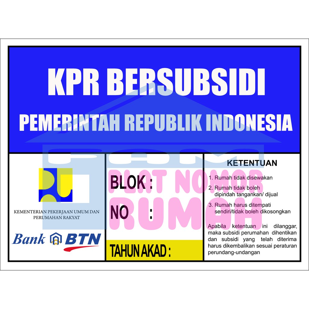 plat nomor kpr subsidi
