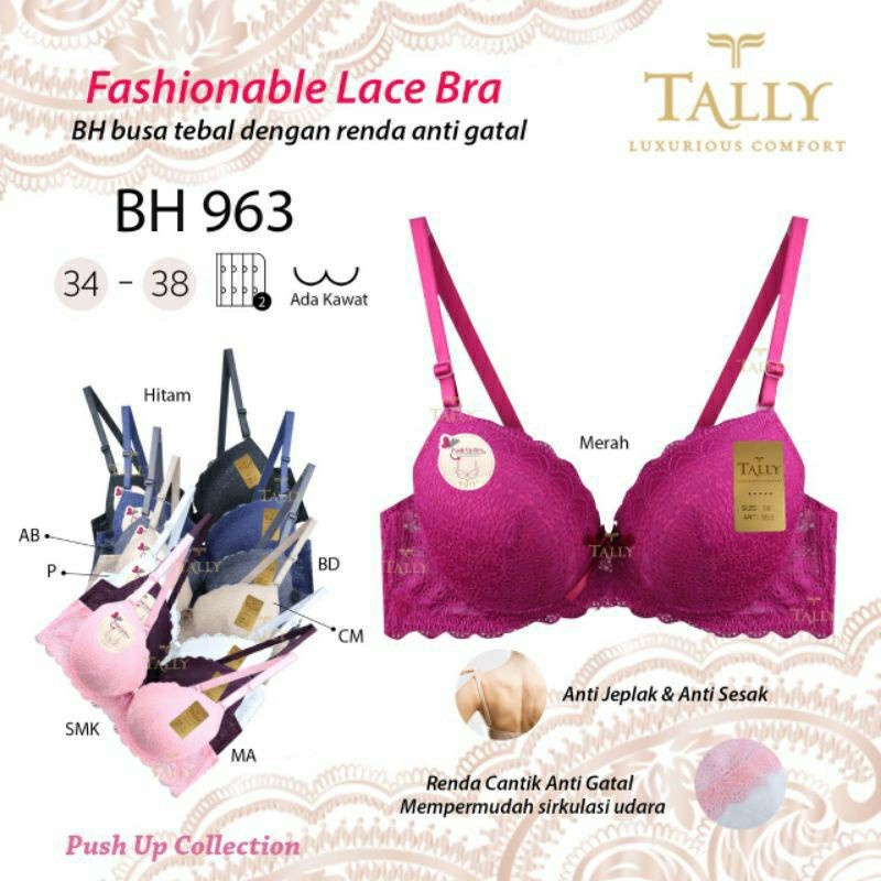 Bra Tally 963 Push Up Collection Bh Busa Tebal Pakai Kawat Kait 2