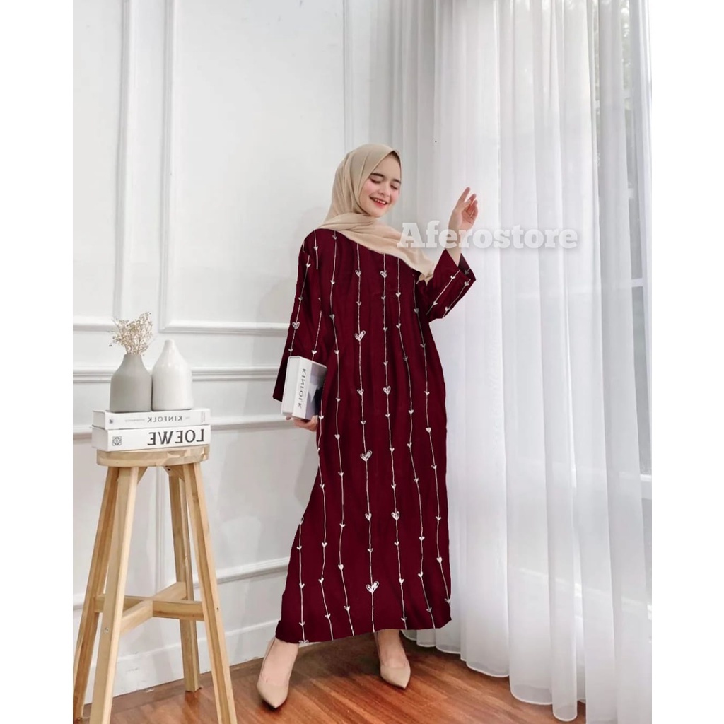 Gamis Milea / Dress Syari/ LD 120 cm / PB 130 cm / Gamis Rayon Premium / Dress Gamis Rayon Premium / Gamis Jumbo / Daster Gamis-MILEA(LOVE MARUN)