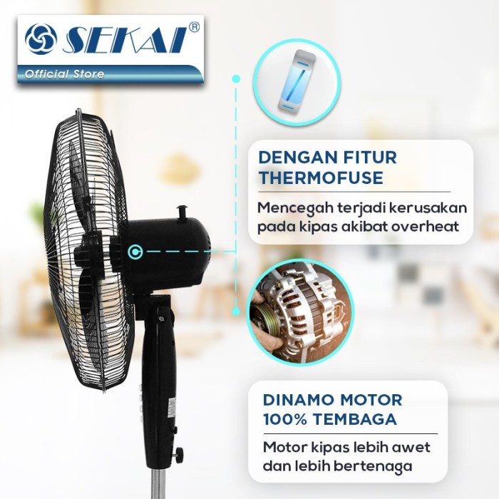 Sekai SFN-1620 Kipas Angin Berdiri 16 Inch - Hitam
