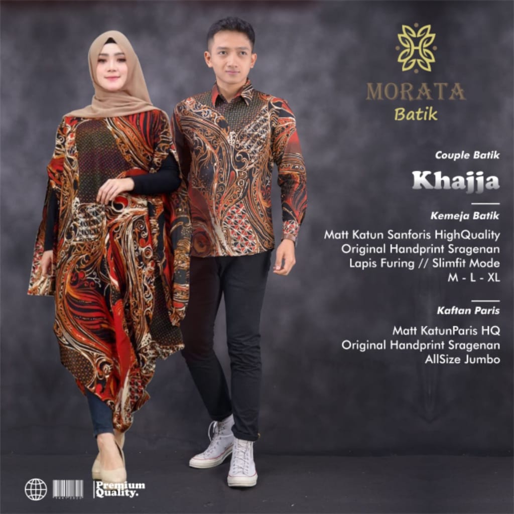 khajja kemeja baju pakaian atasan gamis kaftan dress batik solo couple set pasangan kombinasi tunang