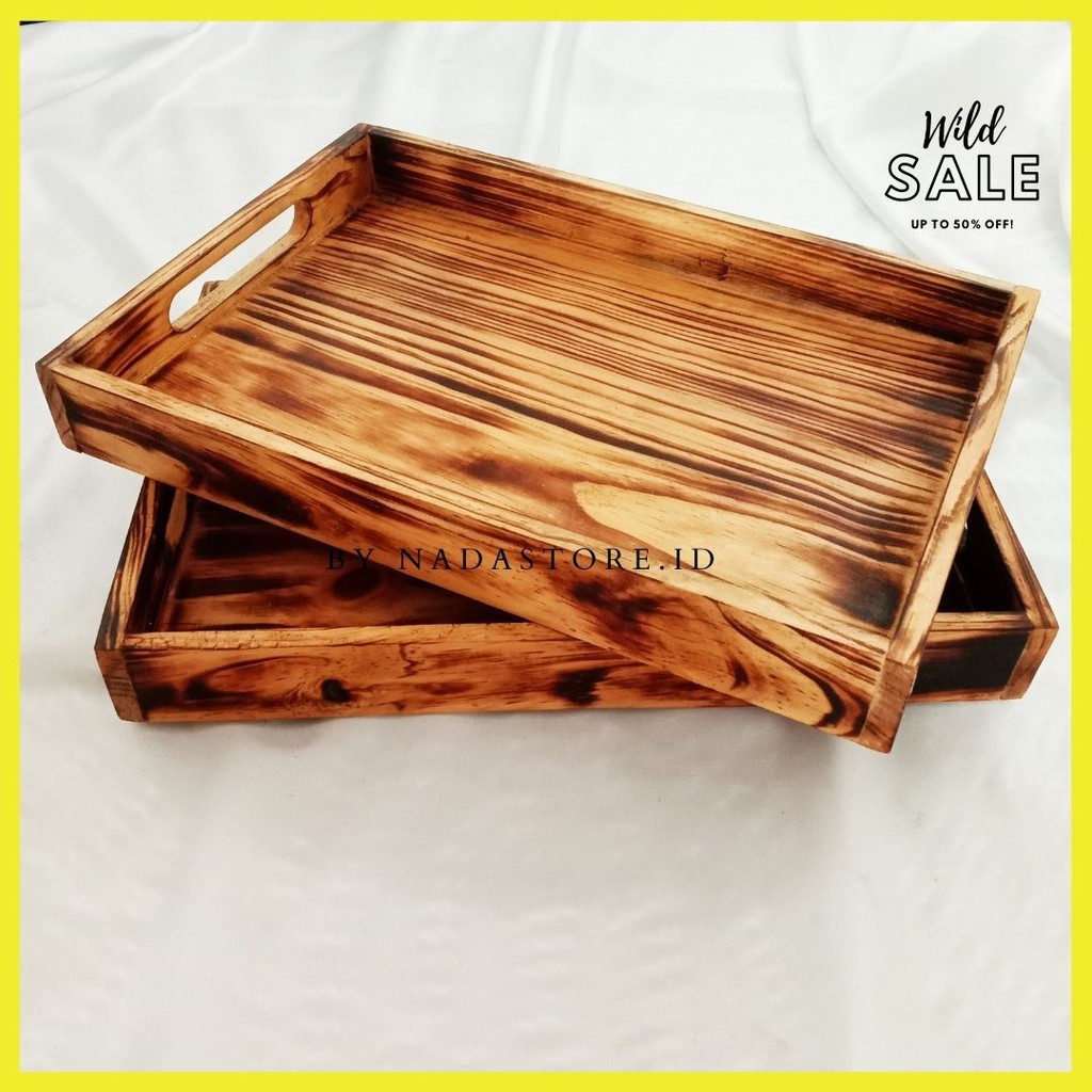 Serving Tray – Crafted from Fir Wood and with Two Handles W-015