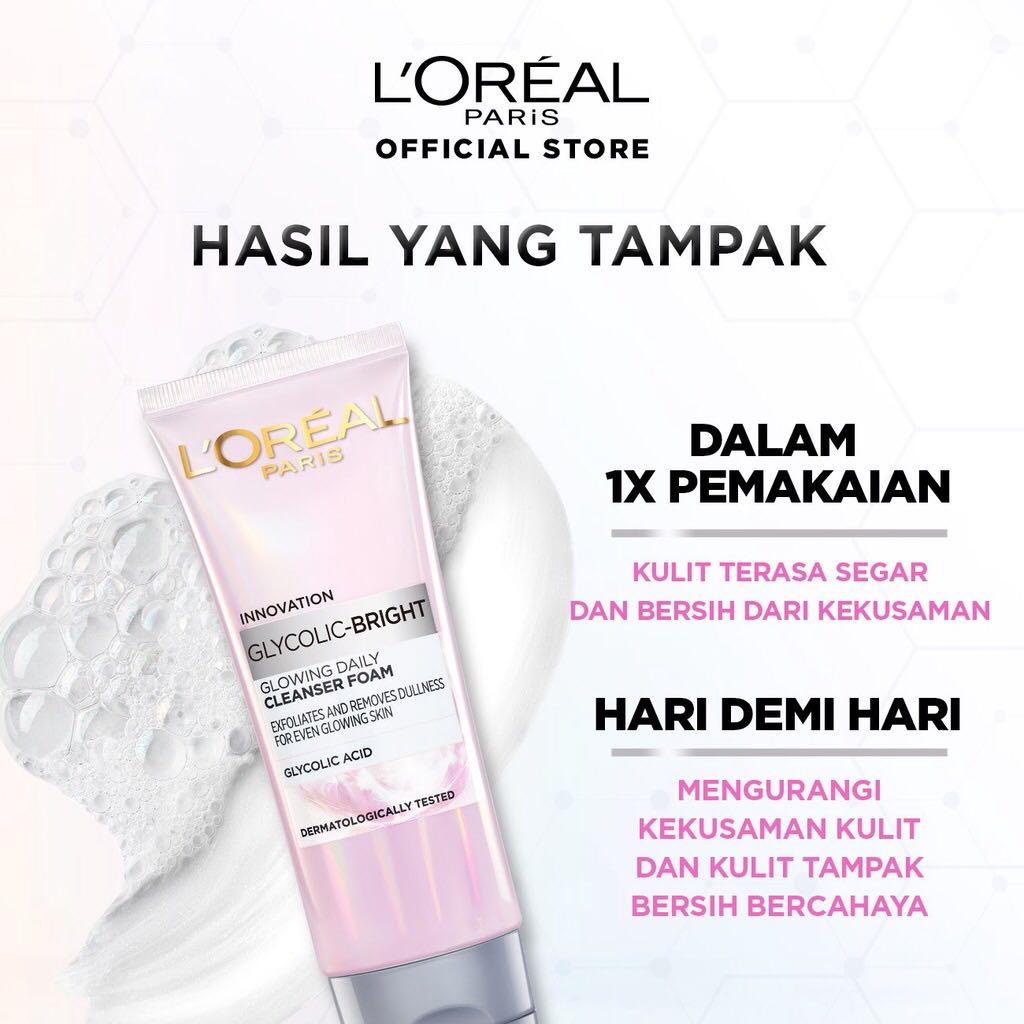 L'OREAL PARIS GLYCOLIC BRIGHT Cleanser Foam | ❤ jselectiv ❤ Facial Wash LOREAL PARIS - ORI✔️BPOM✔️COD✔️