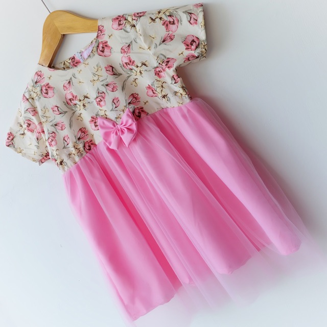 TUTU DRESS ANAK DUSTY SOFT PINK KATUN JEPANG