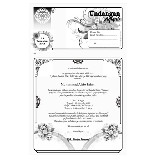 undangan syukuran aqiqah / tahlil /pengajian