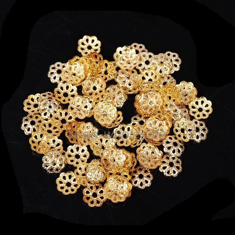 Metal Flower Beads Cap gold silver bronze bead caps For Jewelry Making DIY craft findings beads Bracelet earrings