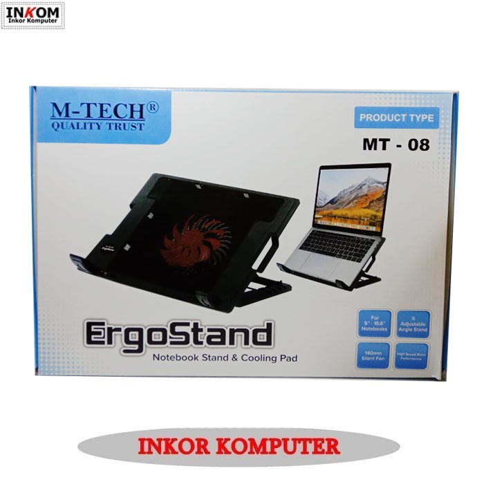 M-Tech Original Cooling Pad MT-08 Ergostand Kipas Pendingin Laptop