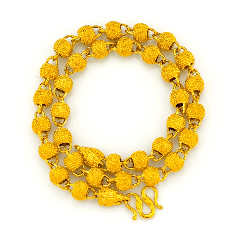 Kalung Manik-Manik Bulat Emas Emas Asli Kadar 375Desain Buddha Unik Gaya Korea Untuk Pria