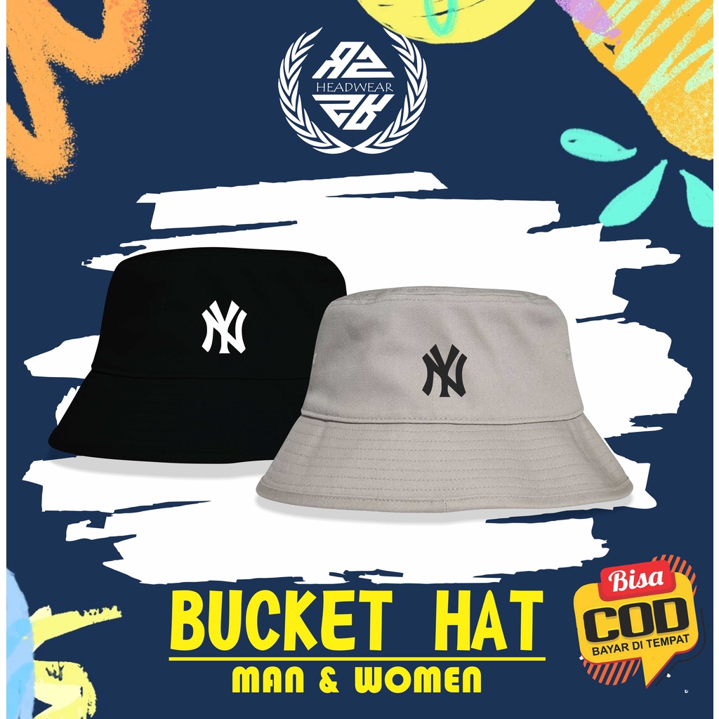 Topi Bucket Wanita Pria Dewasa Bisa Bolak Balik 2 Warna Motif Ny