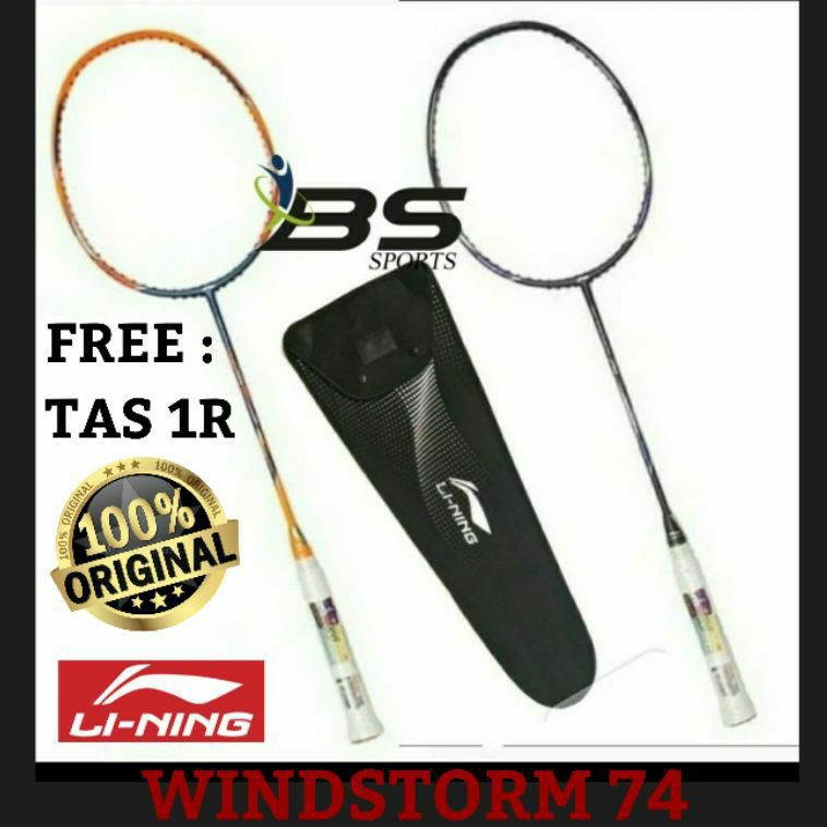 RAKET BADMINTON RAKET LINING WINDSTORM 74 WS74 WS 74 ORIGINAL 100%