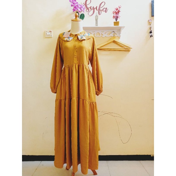 Midi dress crinkle bordir jadore branded ori new with tag