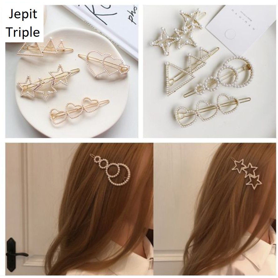 Jepit Korea Triple Mutiara Stylish &amp; Fashionable CBKS IHD