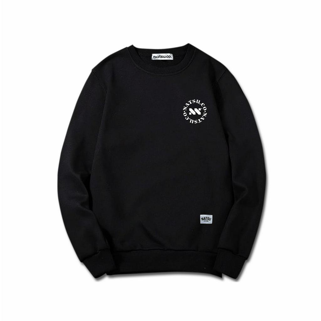Sweater Crewneck Pria dan Wanita SImple Logo Natsu Co. Circle dada kiri