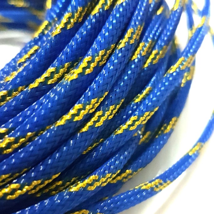 Pembungkus Kabel 6 mm Biru Gold Cable Sleeve braided nylon