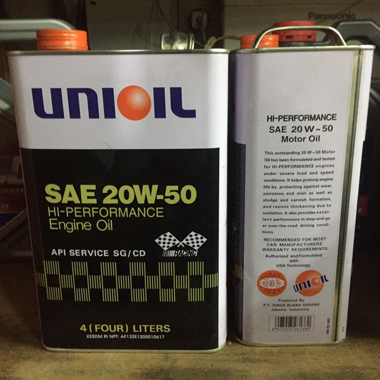 Oli mesin MOBIL BENSIN | UNIOIL SG 20W/50 - 4 liter