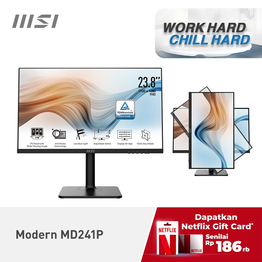 LED MSI Modern MD241P 24&quot; IPS 1080P Type-C 75Hz Monitor Business MD241 Mantaap