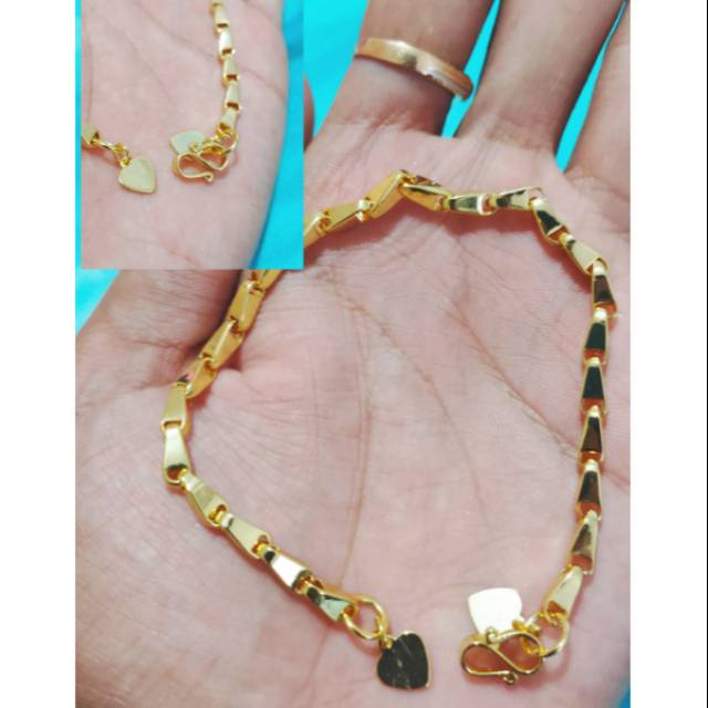 GELANG TANGAN PADI LAPIS MAS 24K MIRIP ASLI