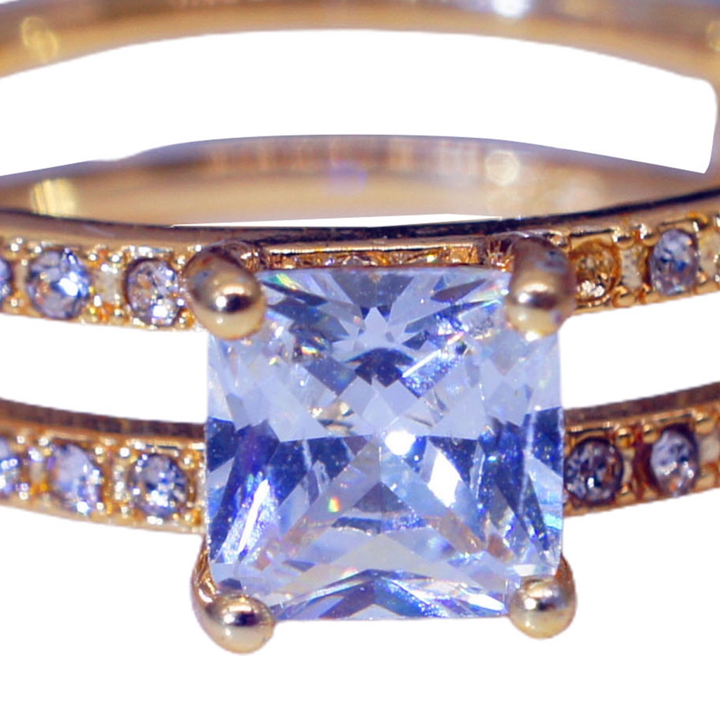 Hu Hu Hu Hu Hu Alat Bantu Pasang Kacamata♡ Cincin Wanita Model Lapis Ganda Bentuk Persegi Aksen Berlian Imitasi Untuk Pernikahan