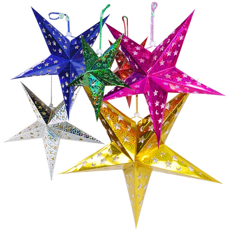 [Christmas Products] Christmas Five-Pointed Star Pendant Paper Shades Home Decoration Products