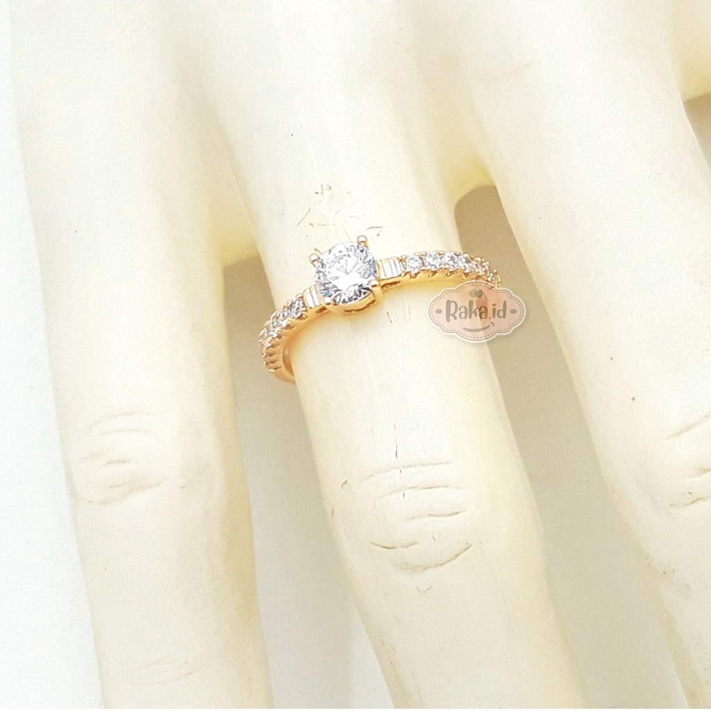 Cincin Wanita / Cincin Mata Satu Aksesoris Perhiasan Wanita Lapis Emas 18k 693