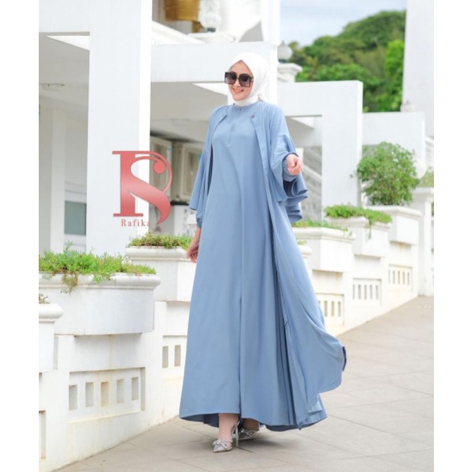 QISYA/QISHA DRESS RAYA SERIES STEEL BLUE BY RAFIKA