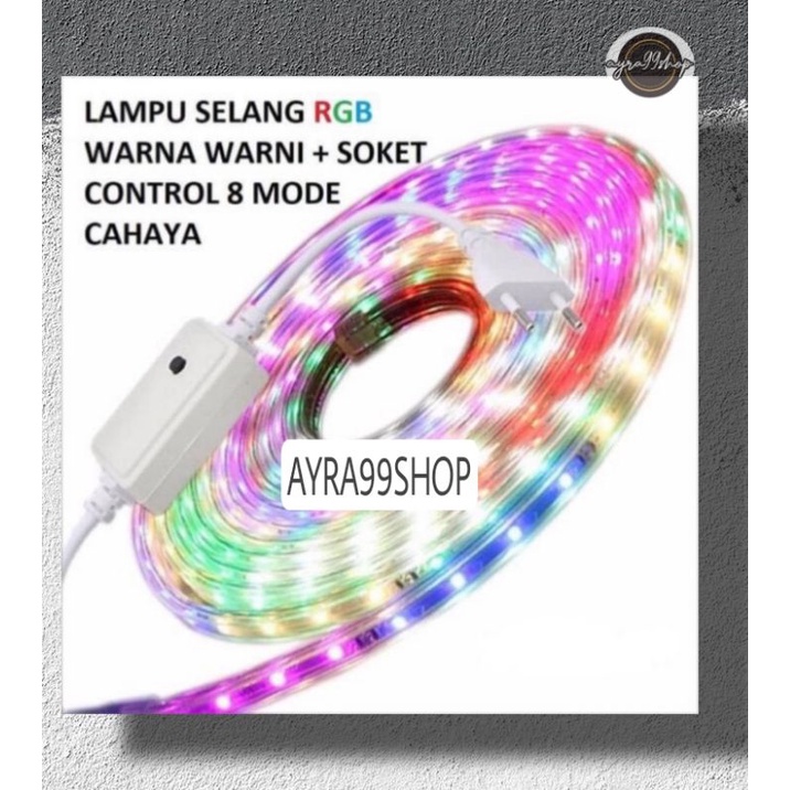 Lampu Led Strip Selang Warna Warni 3528 2835 220V + adaptor 10M