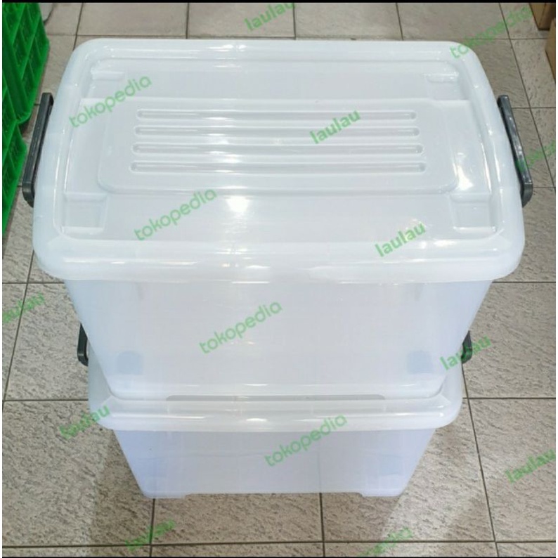 Container Box Ezy CB 45 Liter Roda Transparan Kualitas Shinpo Sky Rak Susun Penyimpanan Plastik