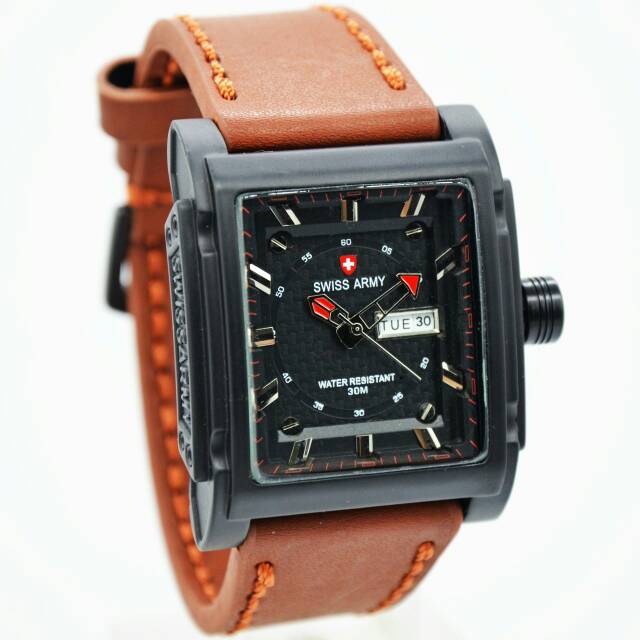 Jam Tangan Pria SA003 Strap Kulit Persergi