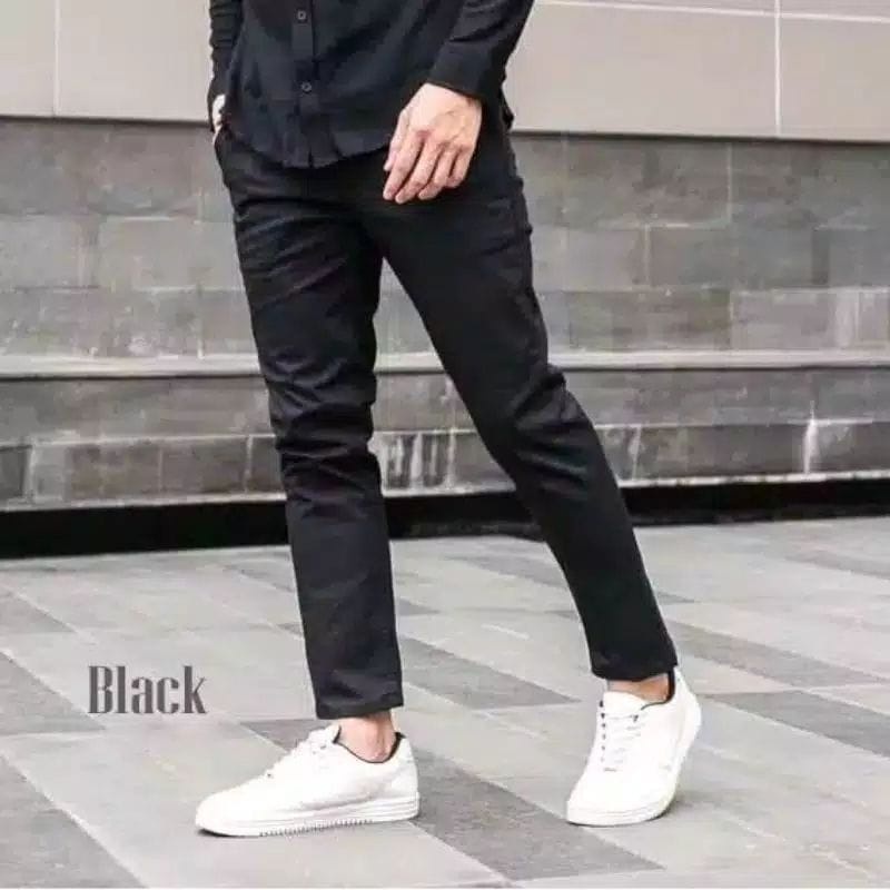 CELANA CHINO Panjang pria Slimfit KERJAHARIAN Santai Casual Formal Hitam Abu Cream Mocca Size 27-38