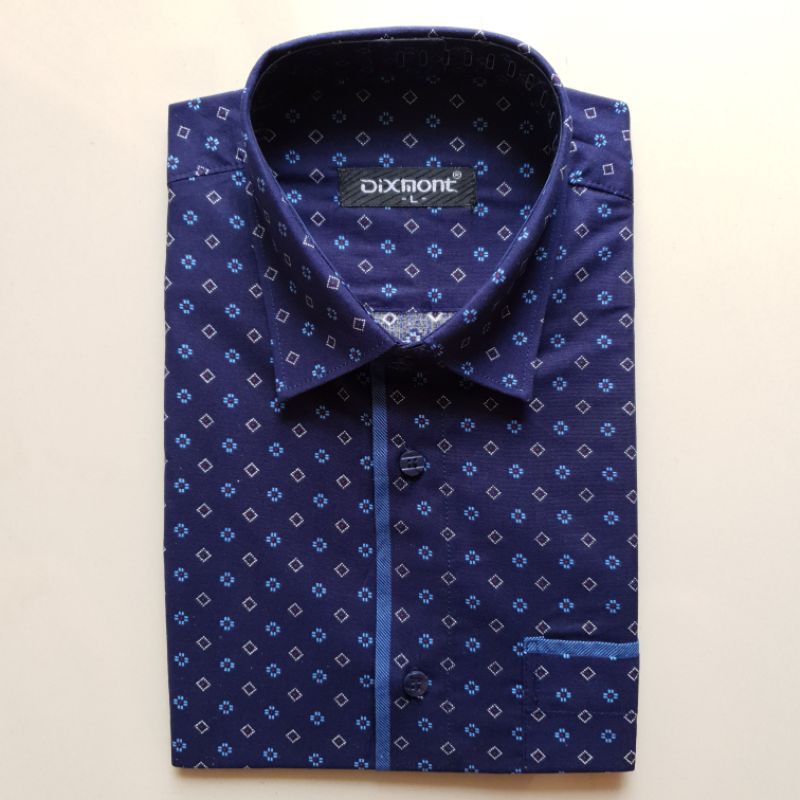Kemeja Pria Lengan Pendek KS58 Katun Dixmont Hem Motif Formal Semi Slimfit