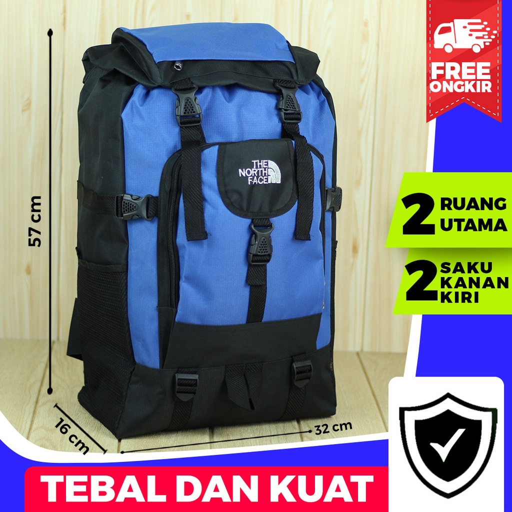 Tas Ransel Besar The North Face Biru Back Pack Hiking Travelling Pria Cowok Tas Gunung Keren Trendy