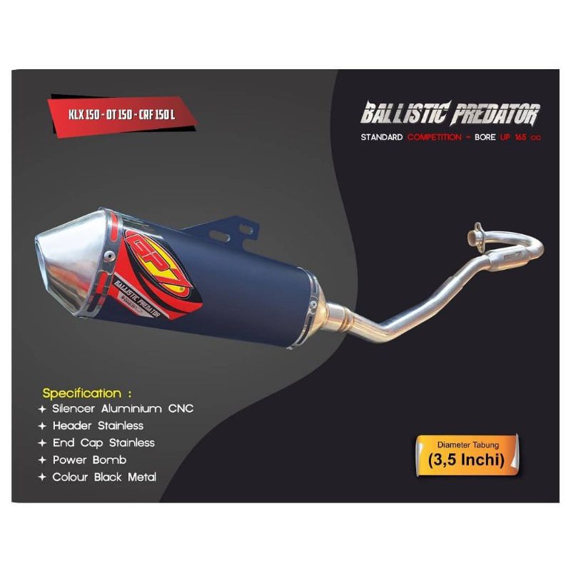 Knalpot GP7 Ballistic Predator Original - KLX / CRF/ WR155 / DIABLO 220x / 230