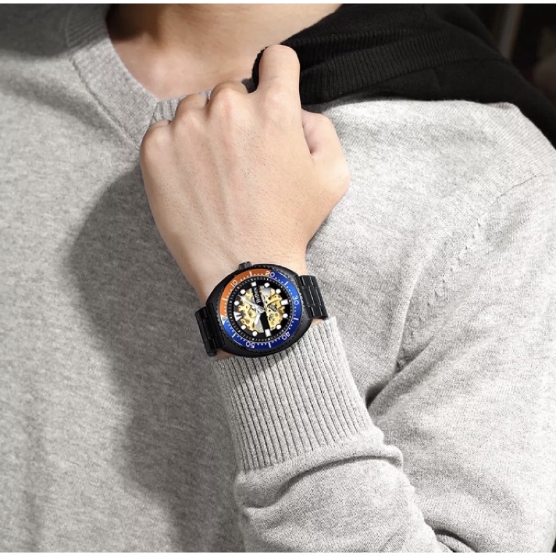 BIDEN Jam Tangan Pria Automatic Homage Turtle Ocean Black Luxury