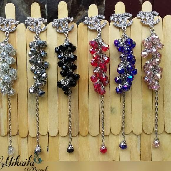 ❪NaK⭐️❫ Bros dagu kristal ceko blink cantik / bros dagu panjang / bros hijab syar'i ||Trend kekinian