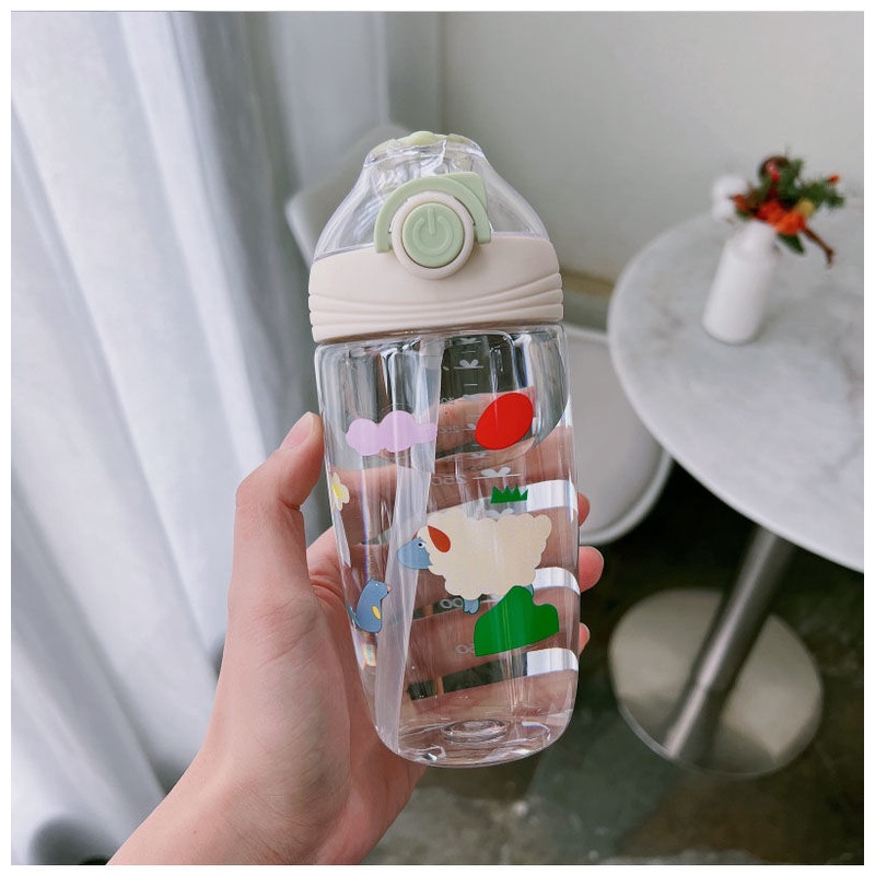 Botol Minum Anak Karakter Kartun Hewan Lucu Ada Gantungan 450ml BPA FREE 2677