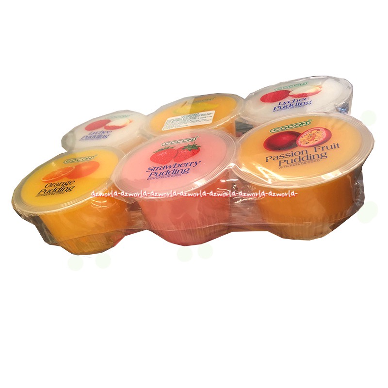 Cocon Pudding 6pcs Dengan Nata De Coco Aneka Rasa Mangga Leci Orange Strawberry Puding Agar Agar Cup